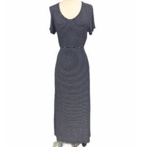 Love U Already Womens Maternity Maxi Dress Size XL Navy White/Ivory Striped